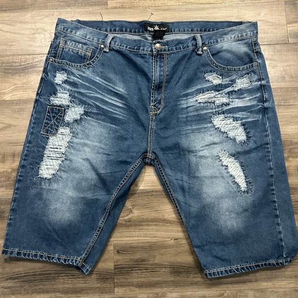 Red Ape Blue  Mens Short Denim Hip Hop - Picture 1 of 11